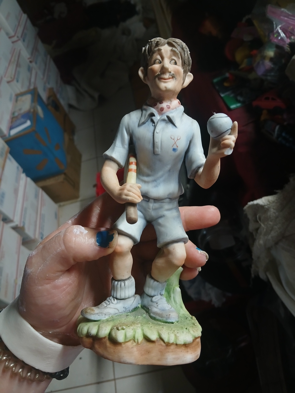vintage ceramic tennis or pickleball player figurine
